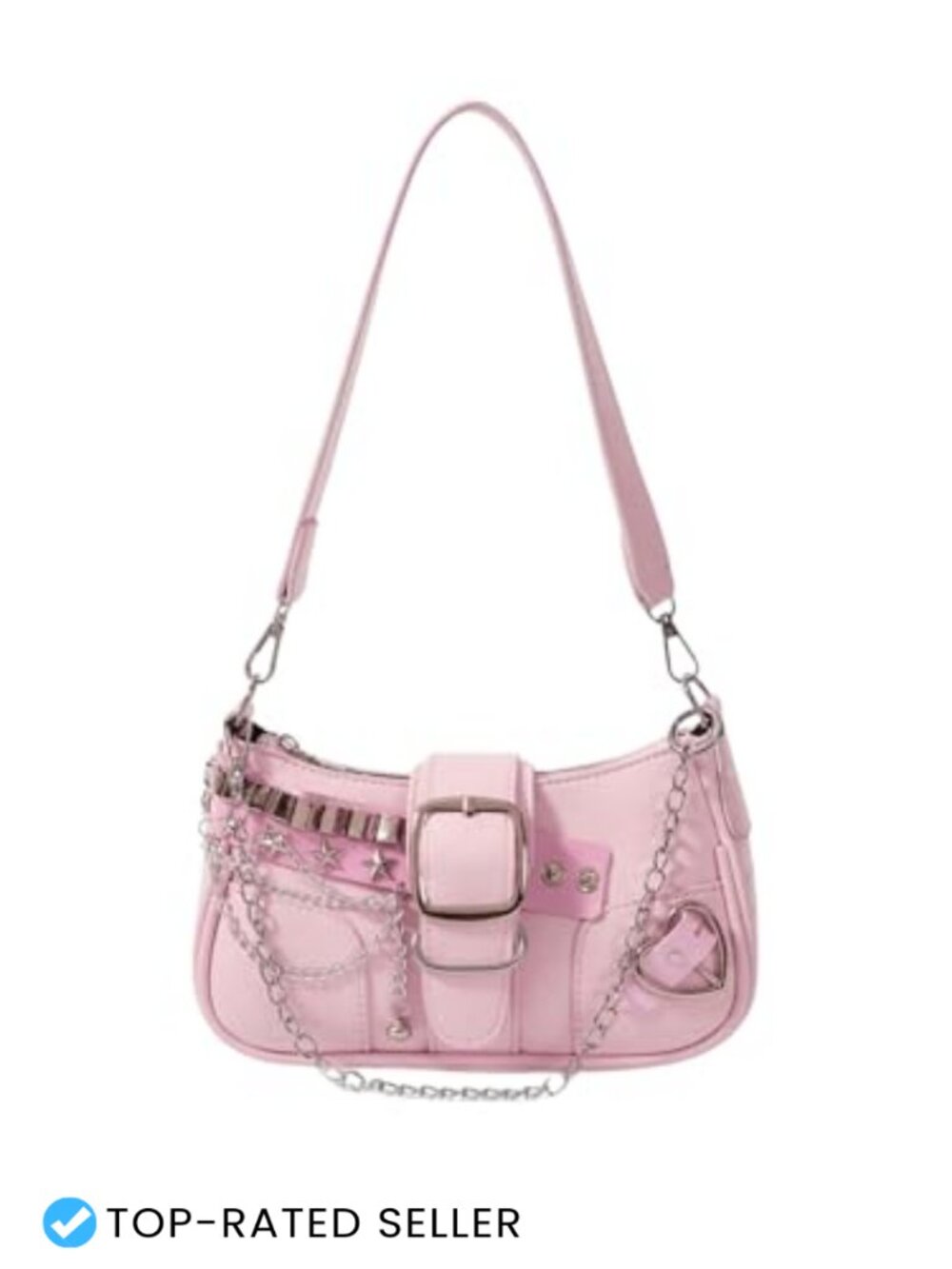 Y2K PU Leather Hobo Bag Star Embroidery Top Handle Shoulder Purse
